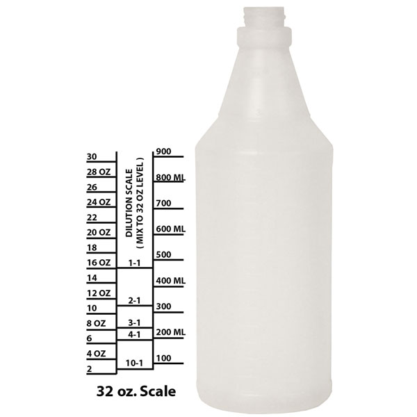 32oz Plastic Bottles with Molded Graduations, 9in H, High Density Polyethylene, 92-726 Questions & Answers