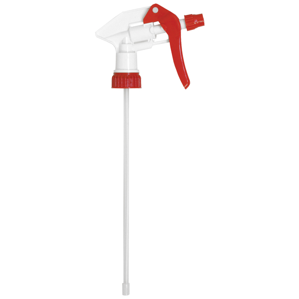 Plastic Spray Bottle Trigger, 9-1/4in Dip Tube, Standard 28/400mm Neck, Plastic, Red and White, 92-705 Questions & Answers