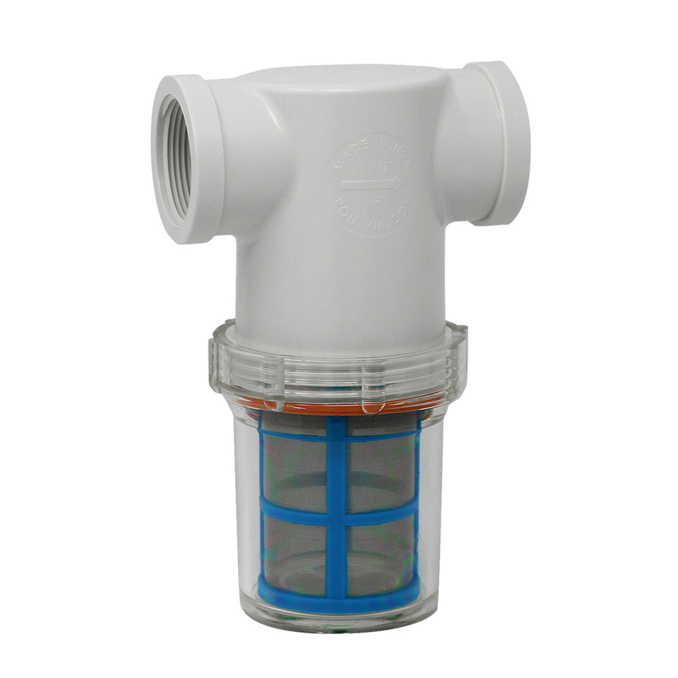 In-Line Strainer Assembly, Inlet/Outlet 1-1/2in FPT, 40 Mesh Steel Screen, Viton Gasket, Clear, RVF2424NV40CC