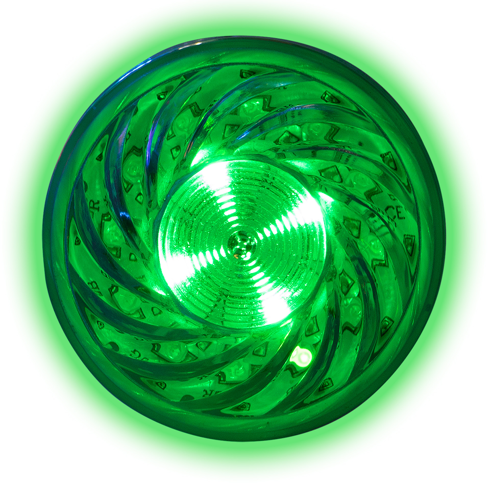 Amusement/Turbo Light, 2-1/4in Round, Green Questions & Answers